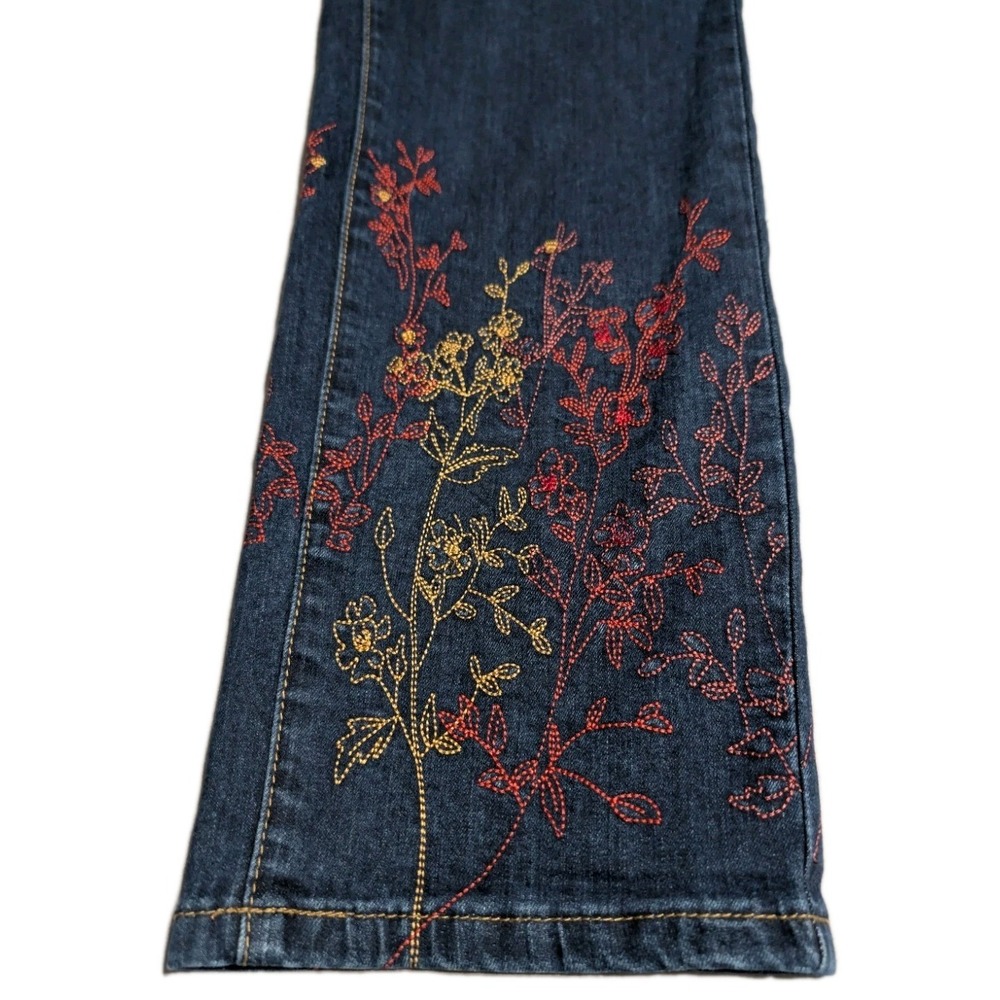 FDJ French Dressing Jeans Suzanne Straight Leg Womens 12 Dark Rinse Embroidered - Picture 4 of 11